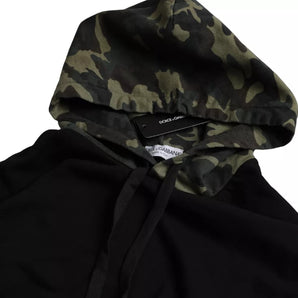 Dolce & Gabbana Black Camouflage Hooded Sweatshirt Sweater