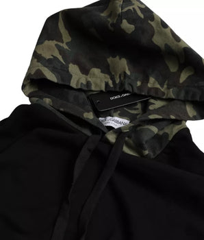 Dolce & Gabbana Black Camouflage Hooded Sweatshirt Sweater