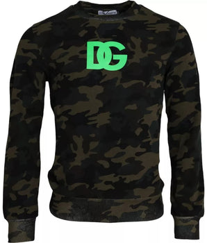 Dolce & Gabbana Black Camouflage Crew Neck Pullover Sweater