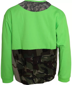 Dolce & Gabbana Green Patchwork Heart Crew Neck Pullover Sweater
