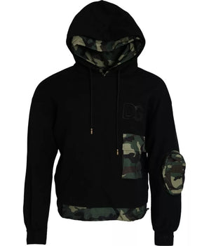 Dolce & Gabbana Black Camouflage Hooded Sweatshirt Sweater