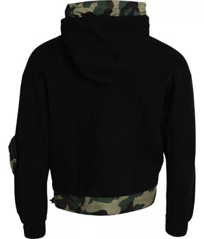 Dolce & Gabbana Black Camouflage Hooded Sweatshirt Sweater