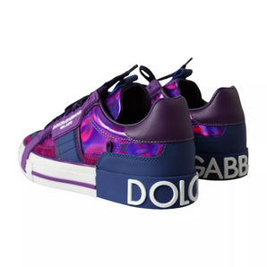 Dolce & Gabbana Purple Leather Low Top Sneakers Men Shoes