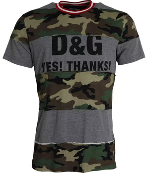 Dolce & Gabbana Multicolor Camouflage Cotton Crew Neck Men T-shirt