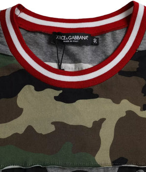 Dolce & Gabbana Multicolor Camouflage Cotton Crew Neck Men T-shirt