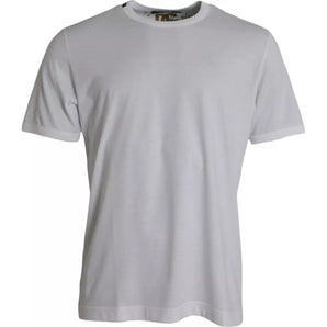 Dolce & Gabbana White Cotton Round Neck Short Sleeves T-shirt