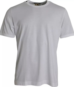 Dolce & Gabbana White Cotton Round Neck Short Sleeves T-shirt