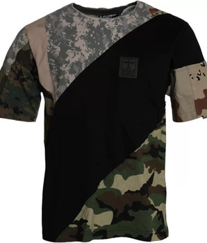 Dolce & Gabbana Multicolor Camouflage Cotton Round Neck Men T-shirt