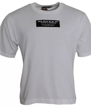 Dolce & Gabbana White Cotton DG Applique Men Casual T-shirt