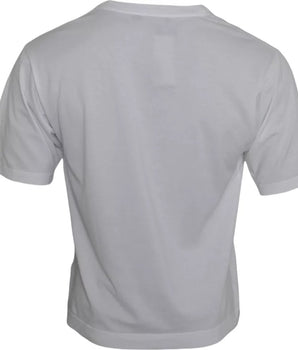 Dolce & Gabbana White Cotton DG Applique Men Casual T-shirt