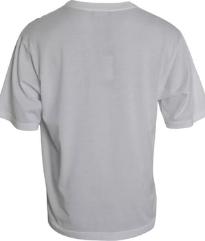 Dolce & Gabbana White Cotton Round Neck Short Sleeve T-shirt