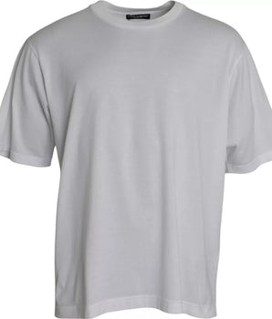 Dolce & Gabbana White Cotton Round Neck Short Sleeve T-shirt