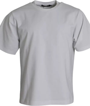Dolce &amp; Gabbana White Cotton Round Neck Short Sleeve T-Shirt