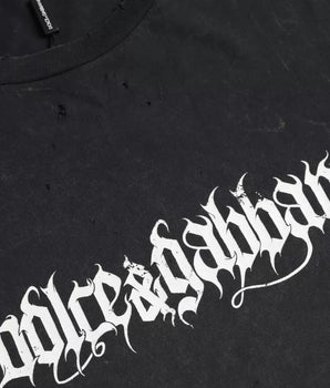 Dolce & Gabbana Black Graphic Printed Cotton Short Sleeves T-shirt