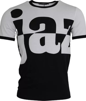 Dolce & Gabbana Black White Jazz Print Cotton Short Sleeves T-shirt