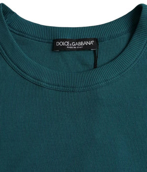 Dolce & Gabbana Blue Green Cotton Round Neck Short Sleeves T-shirt