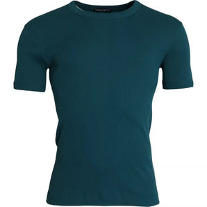 Dolce & Gabbana Blue Green Cotton Round Neck Short Sleeves T-shirt