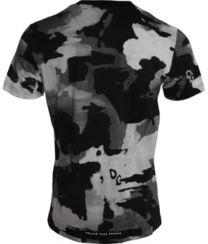 Dolce & Gabbana Black White Camouflage Round Neck T-shirt