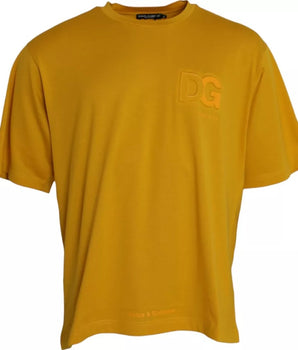 Dolce & Gabbana Dark Yellow Logo Cotton Round Neck T-shirt