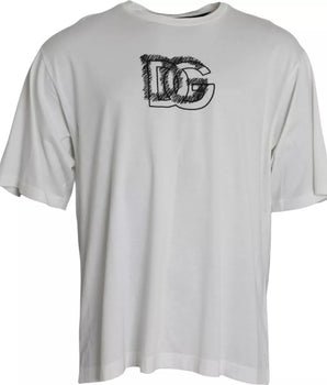 Dolce & Gabbana White Logo Round Neck Short Sleeves T-shirt
