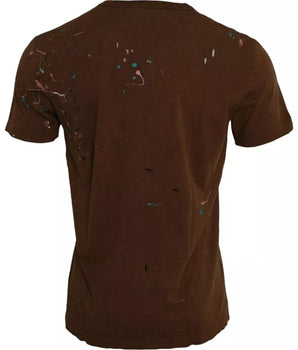 Dolce &amp; Gabbana Brown Color Splash Cotton Crew Neck T-Shirt
