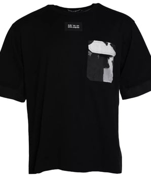 Dolce & Gabbana Black Cotton Pocket Short Sleeves Men T-shirt