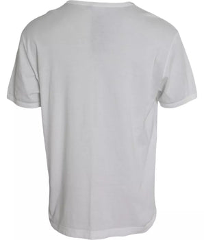 Dolce & Gabbana White Logo Embossed Cotton Crewneck T-shirt