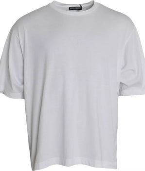 Dolce &amp; Gabbana White Cotton Round Neck Short Sleeve T-shirt