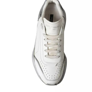 Dolce & Gabbana White Silver Daymaster Low Top Sneakers Shoes