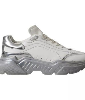 Dolce &amp; Gabbana White Silver Daymaster Low Top Sneakers Shoes