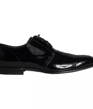 Dolce & Gabbana Black Patent Leather Derby Men Dress Shoes