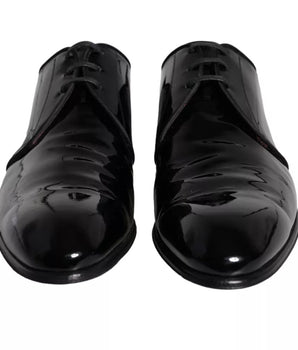 Dolce & Gabbana Black Patent Leather Derby Men Dress Shoes