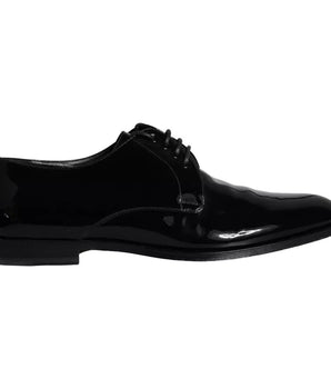 Dolce & Gabbana Black Calfskin Leather Derby Men Dress Shoes