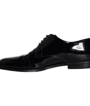 Dolce & Gabbana Black Calfskin Leather Derby Men Dress Shoes