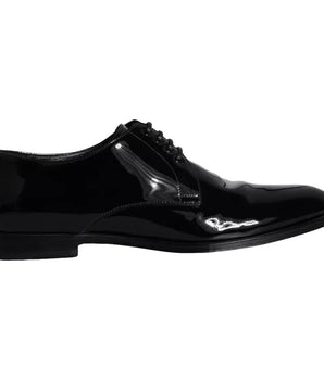 Dolce & Gabbana Black Calfskin Leather Derby Men Dress Shoes
