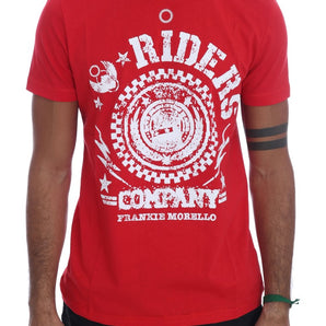 Frankie Morello Chic camiseta roja con motivo 'RIDERS' de cuello redondo