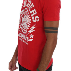 Frankie Morello Chic camiseta roja con motivo 'RIDERS' de cuello redondo