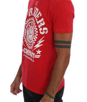 Frankie Morello Chic Red 'RIDERS' Motive Crewneck Tee Frankie Morello 