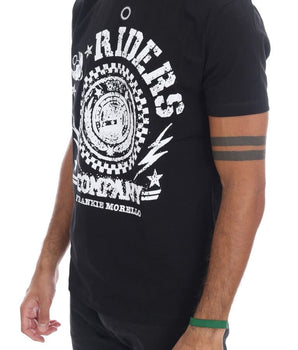 Frankie Morello Chic Black Crewneck Tee with 'RIDERS' Motif Frankie Morello 
