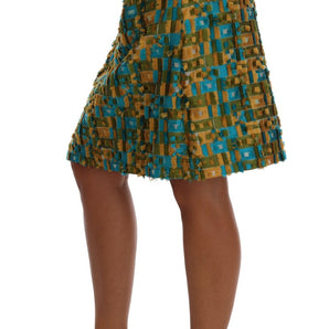 Dolce &amp; Gabbana Elegant Green Jacquard High Waist Skirt