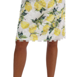 Dolce & Gabbana Lemon Print Fringe Pencil Skirt