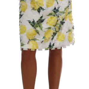 Dolce &amp; Gabbana Lemon Print Fringe Pencil Skirt