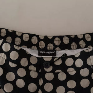 Dolce & Gabbana Black White Polka Dots Cotton Linen Shorts