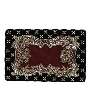 Dolce & Gabbana Bordeaux Black Velvet Gold Frame Clutch Evening Purse Bag