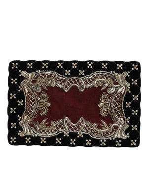 Dolce & Gabbana Bordeaux Black Velvet Gold Frame Clutch Evening Purse Bag
