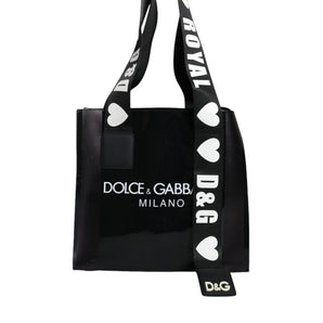 Dolce & Gabbana Black Street Logo Print PVC Shopping Tote Bag