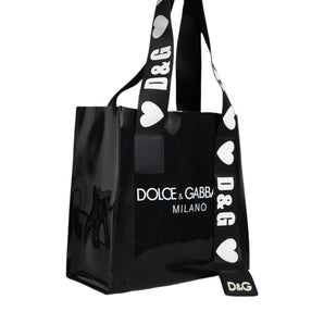 Dolce & Gabbana Black Street Logo Print PVC Shopping Tote Bag