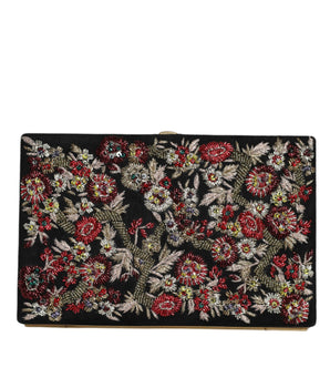 Dolce & Gabbana Multicolor Floral Gold Frame Clutch Evening Purse Bag