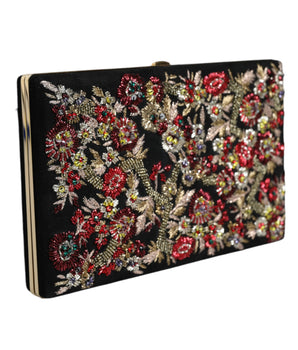 Dolce & Gabbana Multicolor Floral Gold Frame Clutch Evening Purse Bag