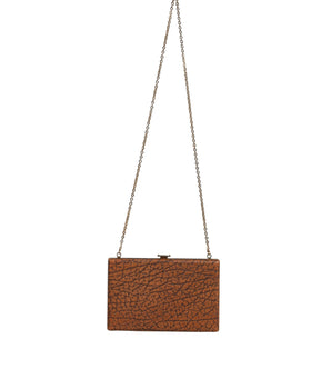 Dolce & Gabbana Brown Leather Gold Frame Clutch Mini Crossbody Bag